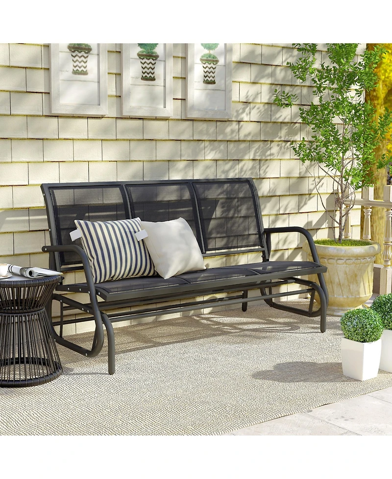 Outsunny Outdoor Glider Bench for 3 with Breathable Mesh Fabric