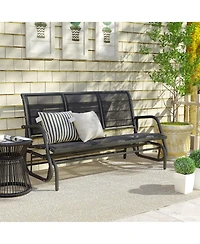 Outsunny Outdoor Glider Bench for 3 with Breathable Mesh Fabric