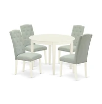East West Furniture Dining Room Set Linen White, BOCE5-whi-15