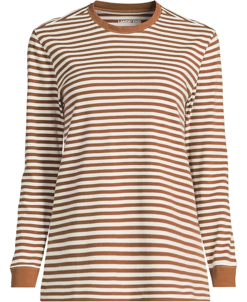 Lands' End Women's Cotton Relaxed Long Sleeve Crew Neck