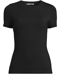 Lands' End Women's Short Sleeve Tugless Double Layer Crew Neck Knit Top
