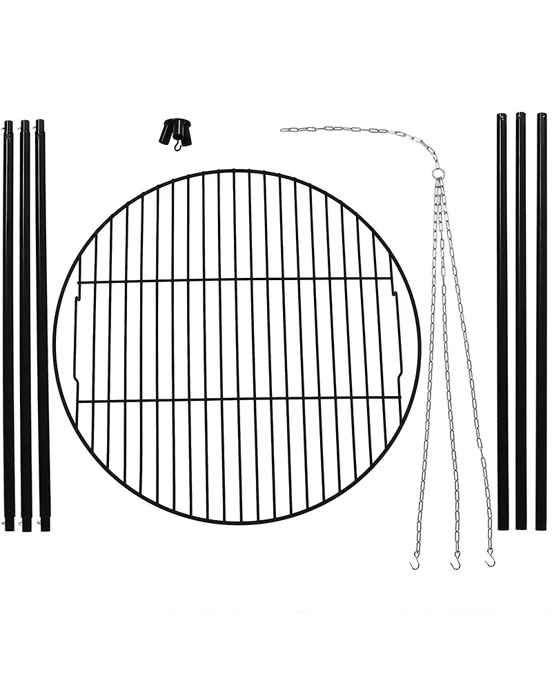 Sunnydaze Decor Outdoor Camping or Backyard Steel Tripod Fire Pit Cooking Grilling Bbq Grate - 22" - Black