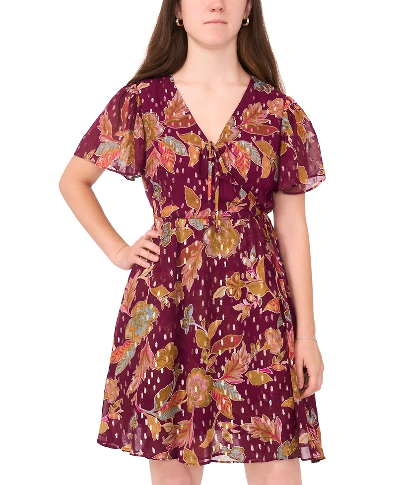 Msk Petite Short Sleeves Knee Length Dress