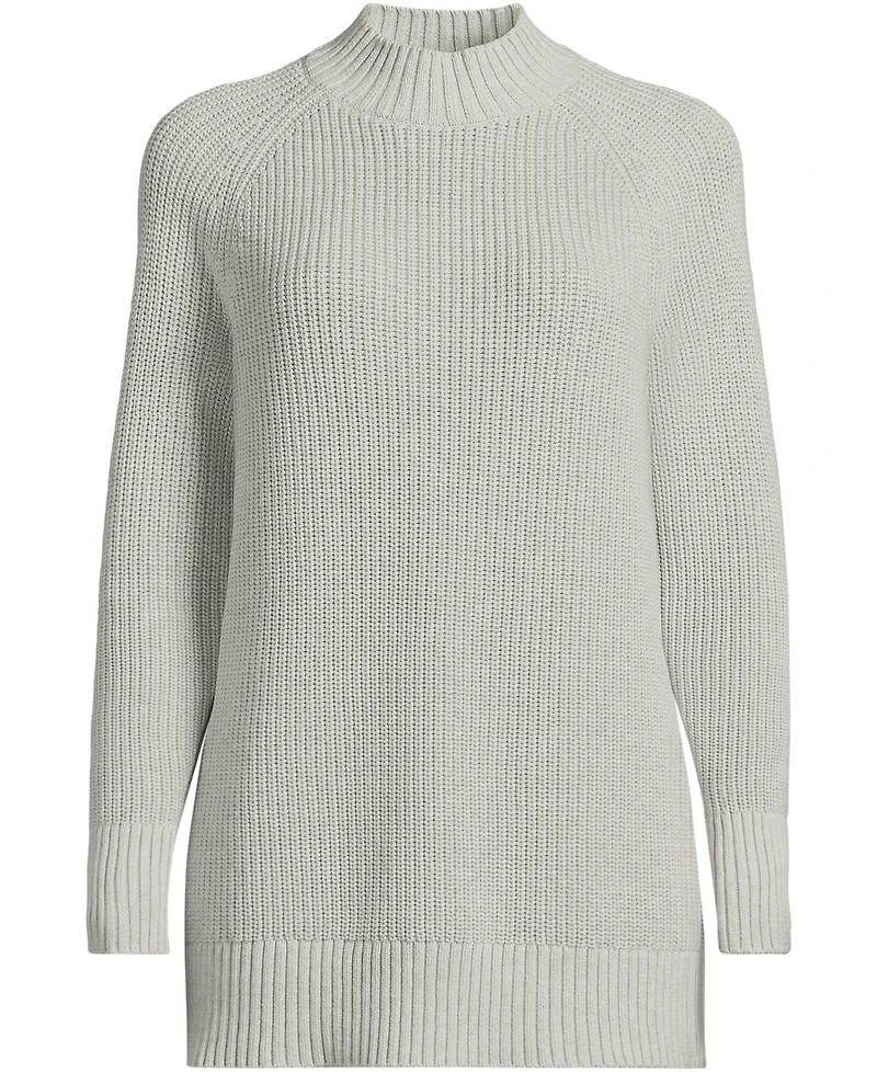 Lands' End Women's Drifter Shaker Easy Fit Mock Neck Tunic Sweater
