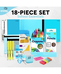 Enday School Supplies Kit for Grades K–5 – 71 Items: Composition Notebook Subject Notebook, Pencils, Folders Colored Crayons, Scissors, Glue