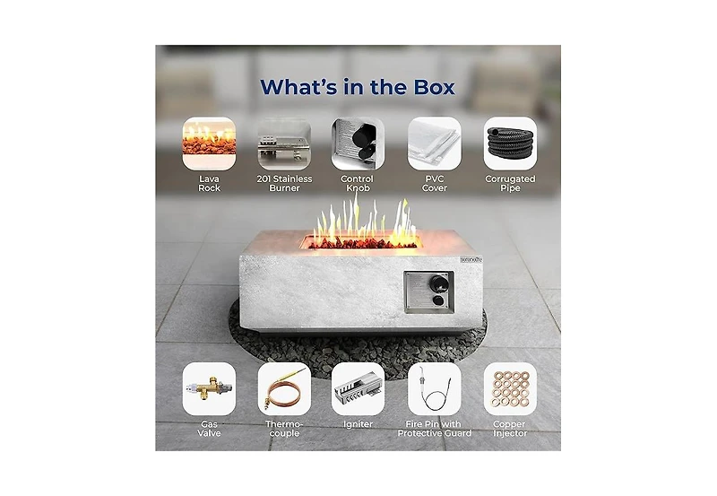 SereneLife Propane Gas Fire Pit Table