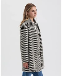 Ellen Tracy Women's Bold Twill Textured Overcoat with Detachable Scarf