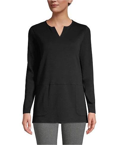 Lands' End Women's Cotton Polyester Long Sleeve Tunic with Pockets