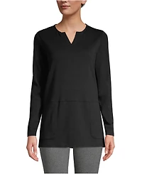 Lands' End Women's Cotton Polyester Long Sleeve Tunic with Pockets