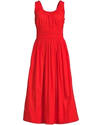 Lands' End Women's Sleeveless Poplin Smocked Midi Dress