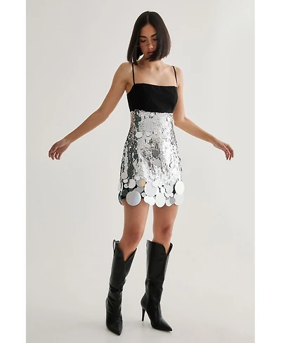 Nasty Gal Women's Sequin Disc Hem Sleeveless Mini Dress