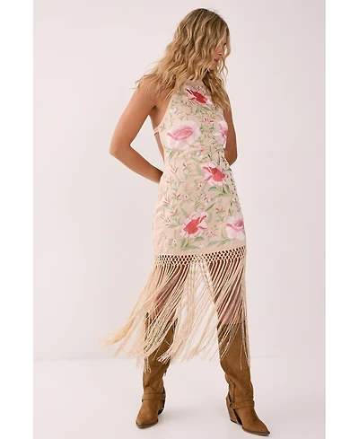 Nasty Gal Women's Beaded Halter Fringe Mini Dress