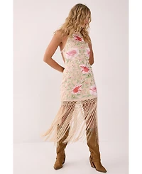 Nasty Gal Women's Beaded Halter Fringe Mini Dress