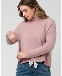Ripe Maternity Jade Crop Nursing Knit Sweater Pink - Comfortable Wear