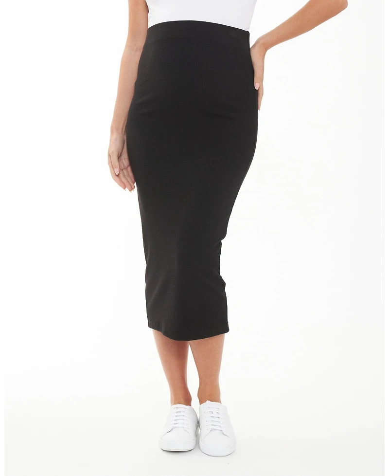 Ripe Maternity Maternity Black Ribbed Knit Pencil Skirt Stylish and Comfortable