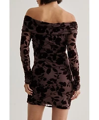 Nasty Gal Women's Floral Devore Ruched Mini Dress