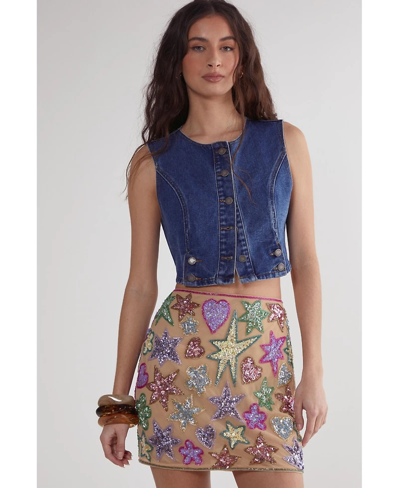 Nasty Gal Women's Hand Embellished Sequin Mini Skirt