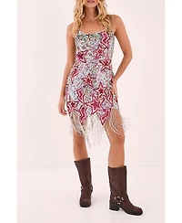 Nasty Gal Women's Star Embellished Tassel Hem Mini Dress
