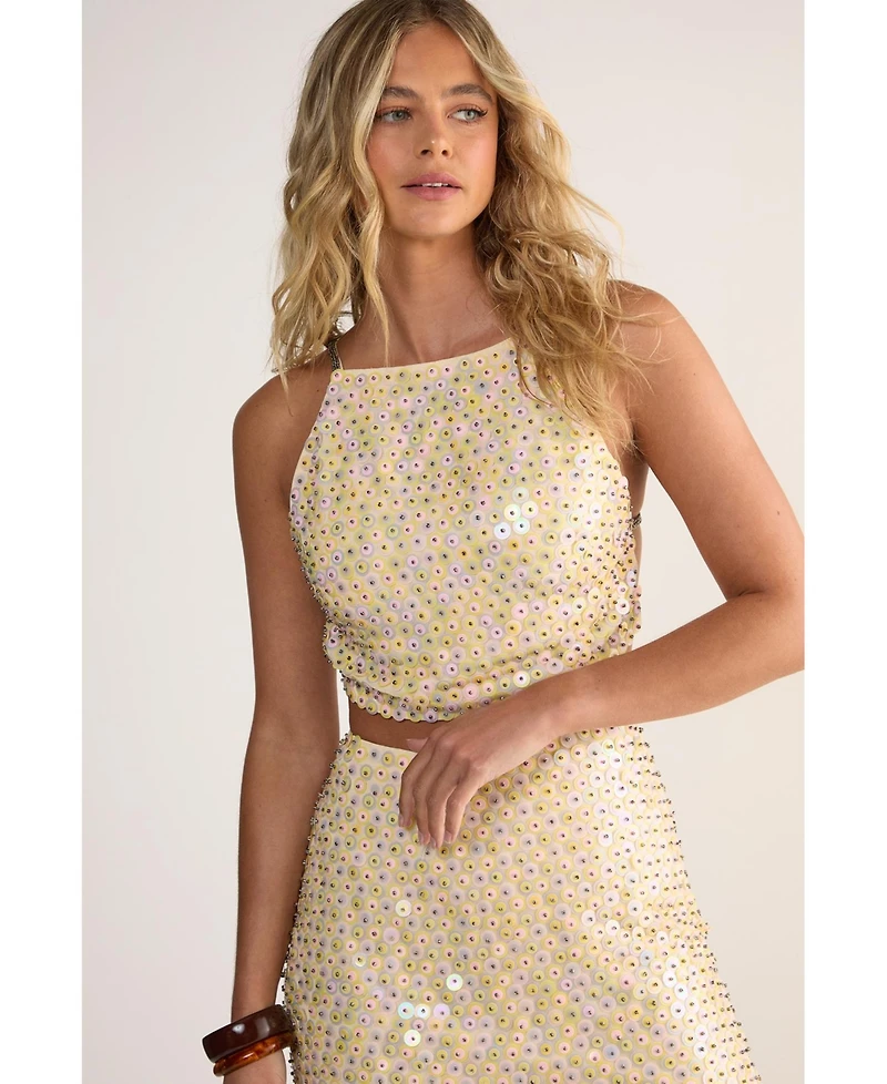 Nasty Gal Women's Studded Sequin Beaded Mini Skirt