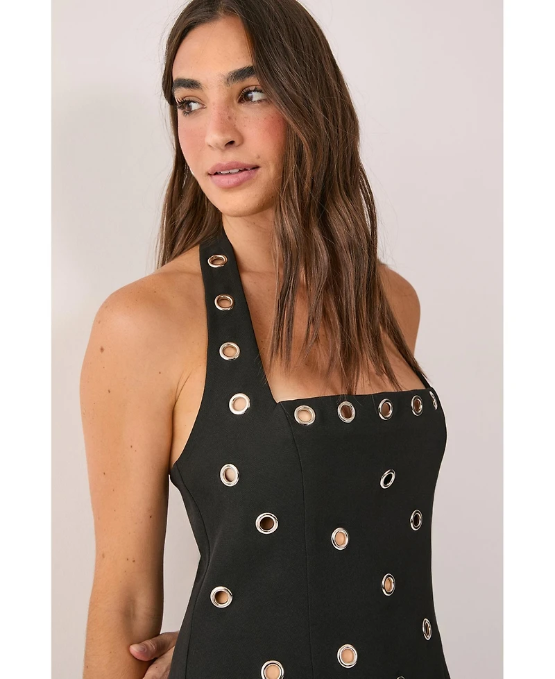 Nasty Gal Women's Eyelet Tailored Halter Neck Mini Dress