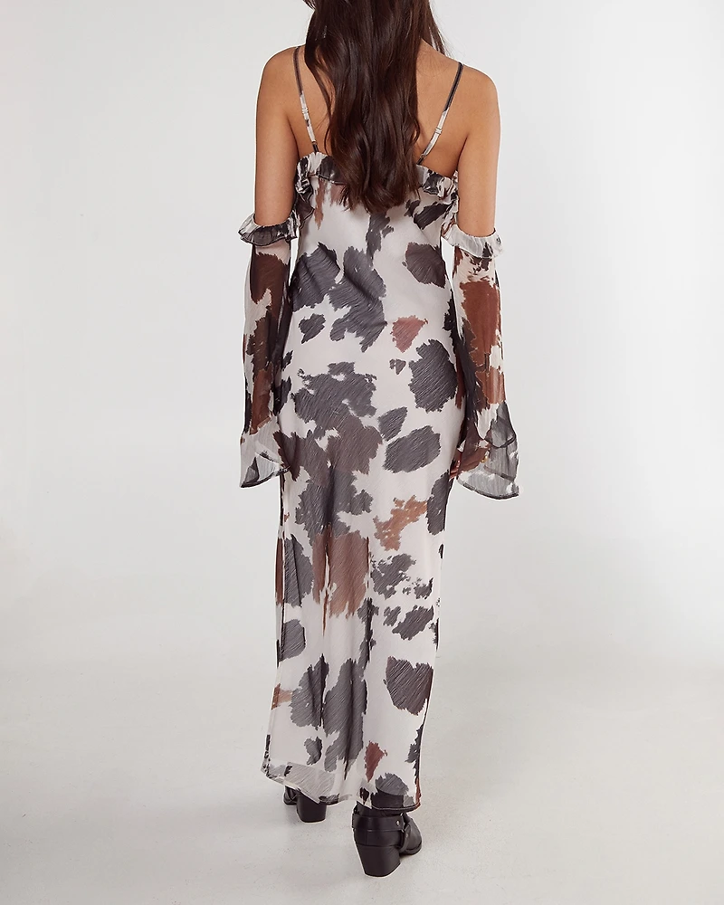Nasty Gal Women's Cold Shoulder Bias Cut Split Maxi Dress