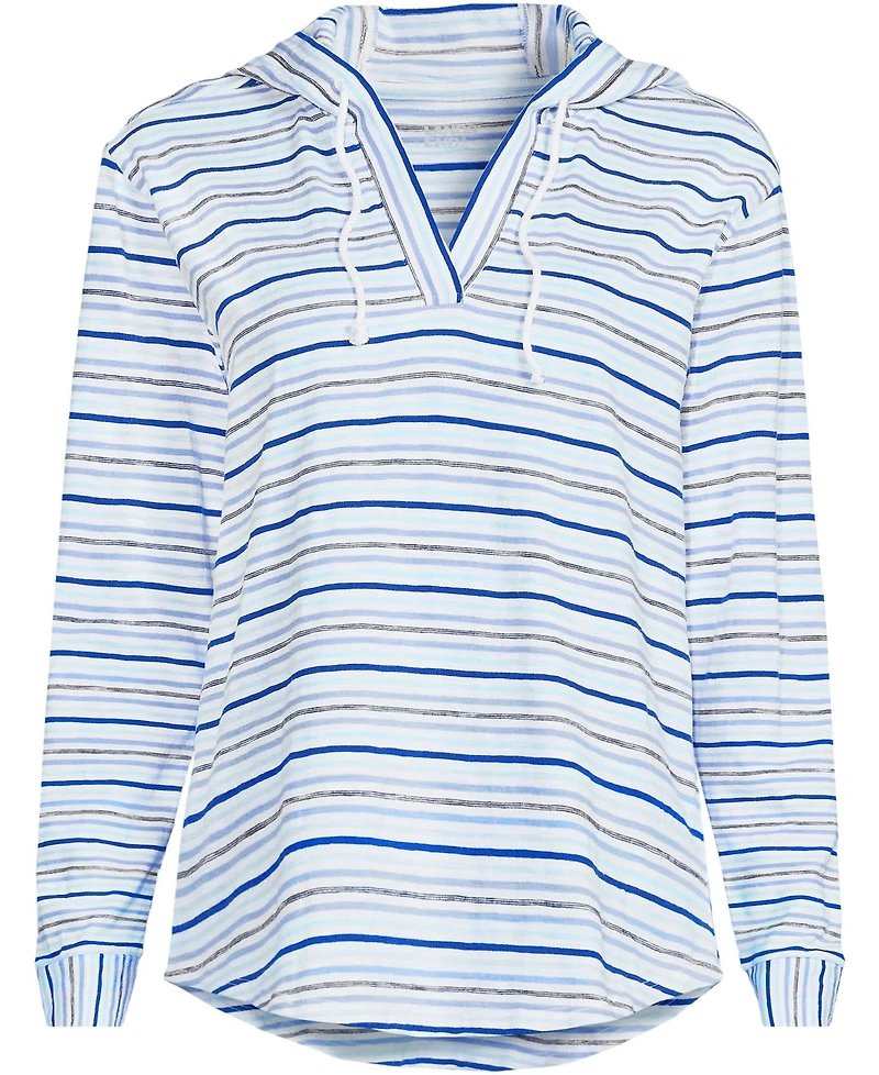 Lands' End Women's Long Sleeve Slub Hooded Popover