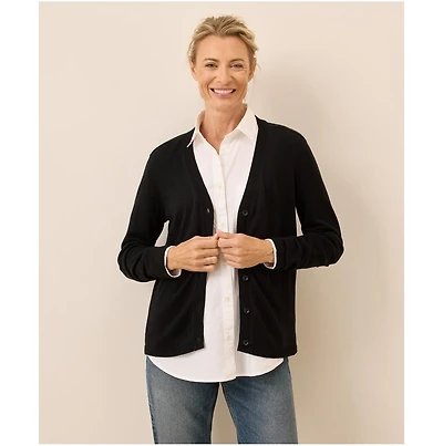 Pact Women's Organic Cotton Classic Fine Knit V-Neck Cardigan