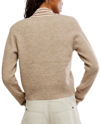 Free People Women's V-Neck Cropped Cardigan Sweater