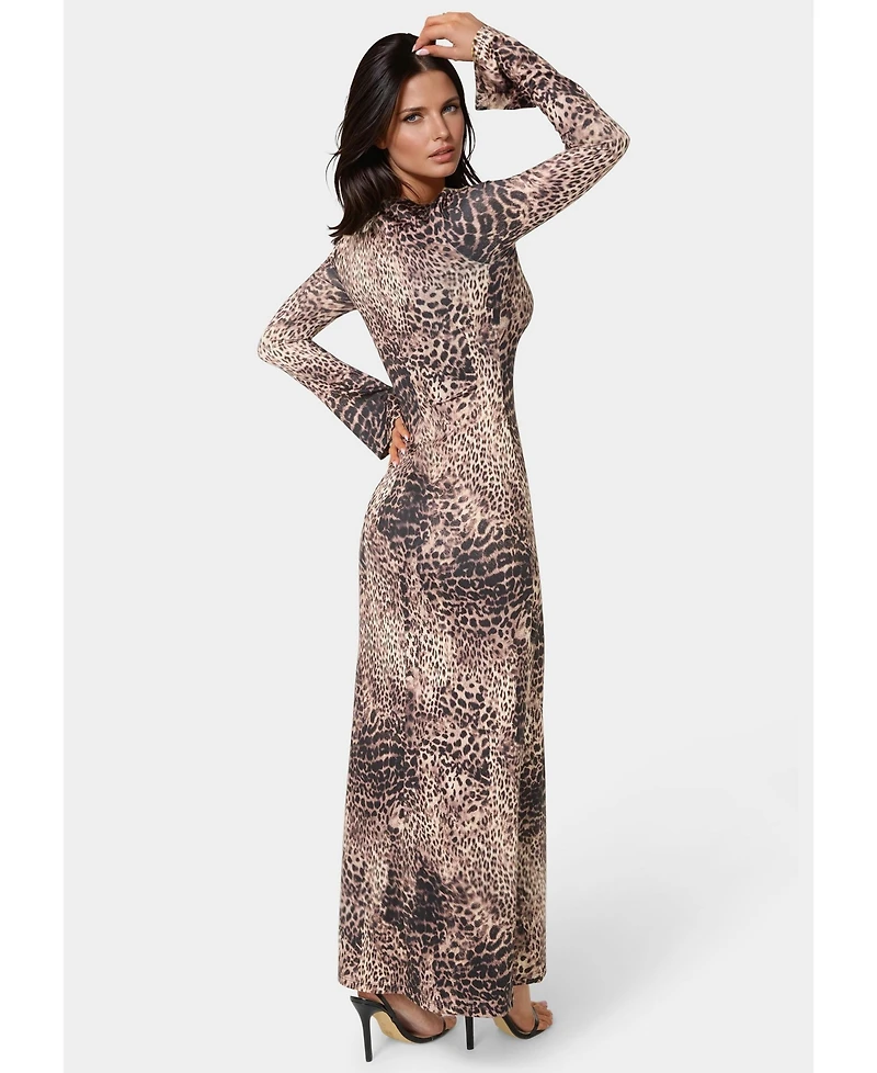 Bebe Women's Long Sleeve Keyhole Maxi Dress