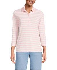 Lands' End Women's Tall 3/4 Sleeve Supima Cotton Polo Shirt