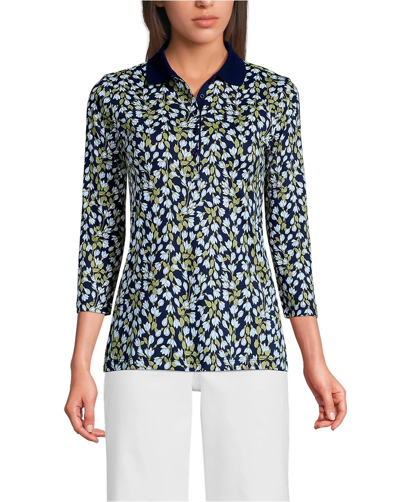 Lands' End Women's Tall 3/4 Sleeve Supima Cotton Polo Shirt
