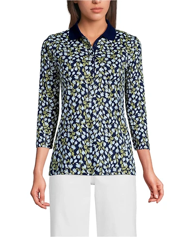Lands' End Women's Tall 3/4 Sleeve Supima Cotton Polo Shirt