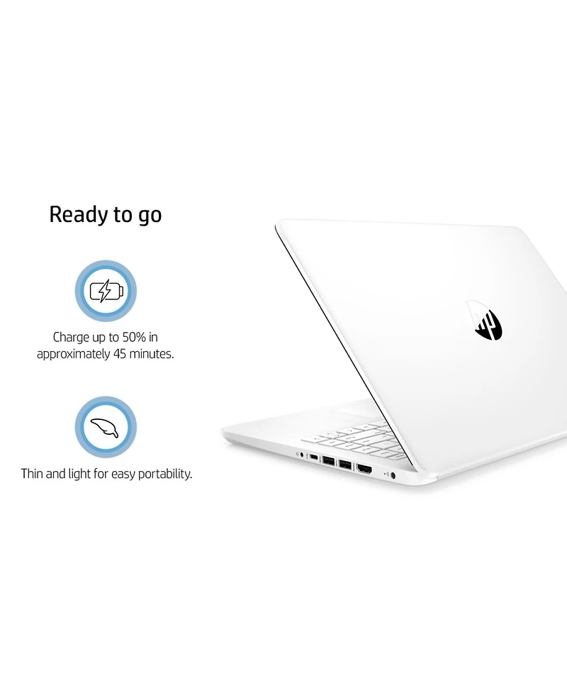 Hp Essential 14" Entry Traditional Laptop Intel Celeron N4500 4GB Ram Intel Uhd Graphics 64GB eMMC Storage Windows 11 Home Hd 60Hz - White