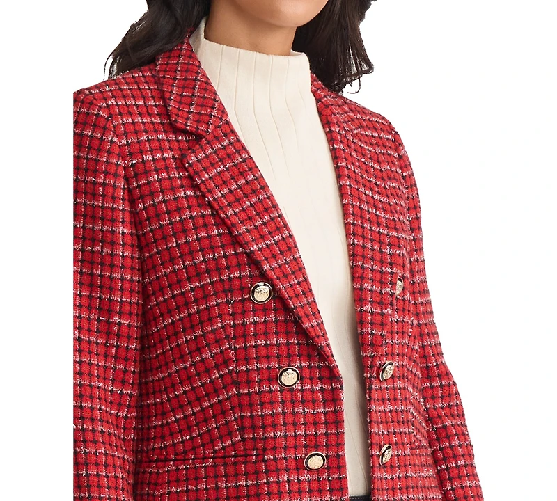 Jones New York Women's Plaid Double Breasted Jacket