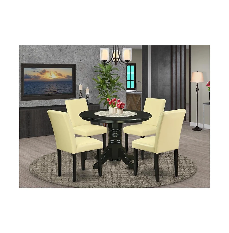 East West Furniture Dining Room Set Black, SHAB5-blk-73