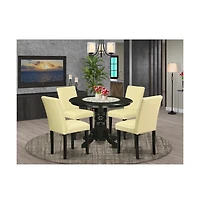 East West Furniture Dining Room Set Black, SHAB5-blk-73