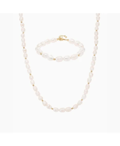 Bearfruit Jewelry Etermal Spring Cultured Pearl Necklace & Bracelet Set