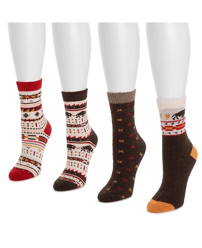 Muk Luks Women's 4 Pack Holiday Boot Socks