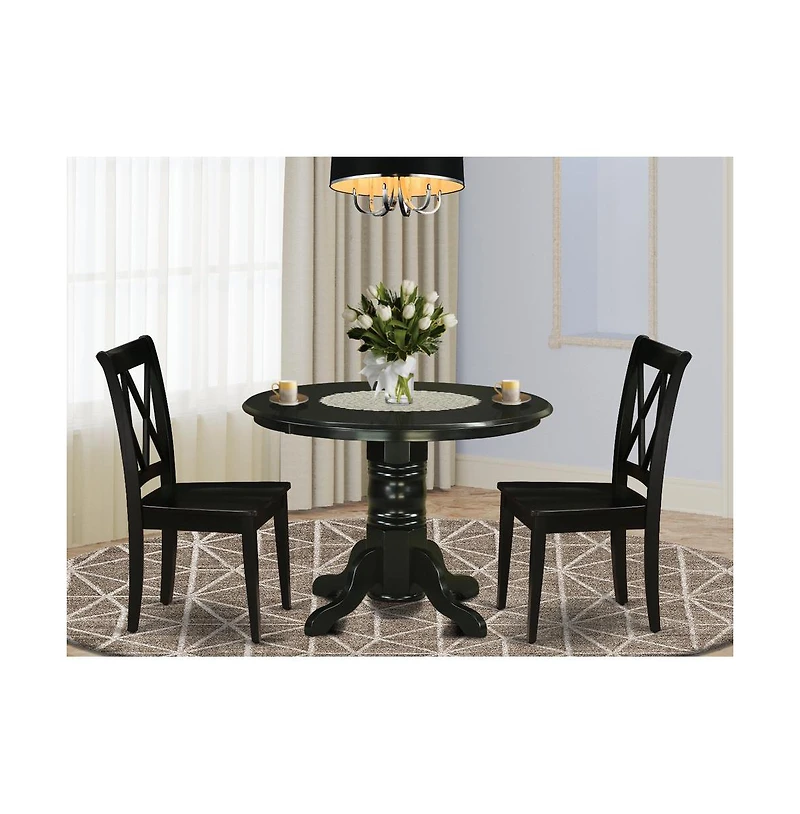 East West Furniture Dining Room Set Black, SHCL3-blk-w