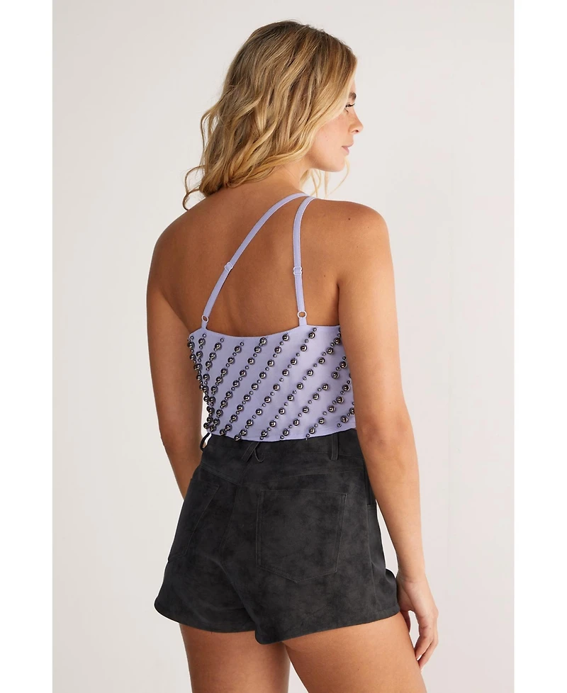 Studded Asymmetric One Shoulder Top