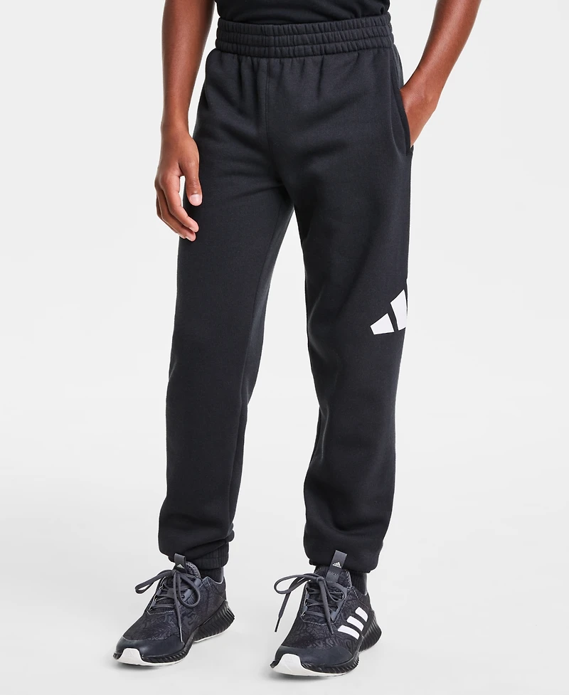adidas Big Boys Elastic-Waistband Essential Logo Fleece Jogger Pants