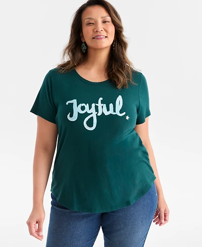Style & Co Plus Joyful Graphic T-Shirt, Macy's Exclusive