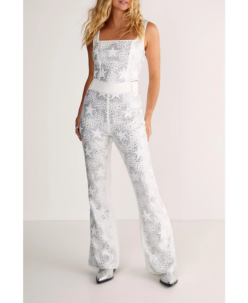 Nasty Gal Women's Star Diamante Tailored Flare Trousers