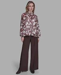 Bcbg Women's Smocked High Neck Top