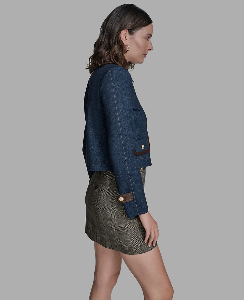 Bcbg Women's Collared Long Sleeve Denim Jacket