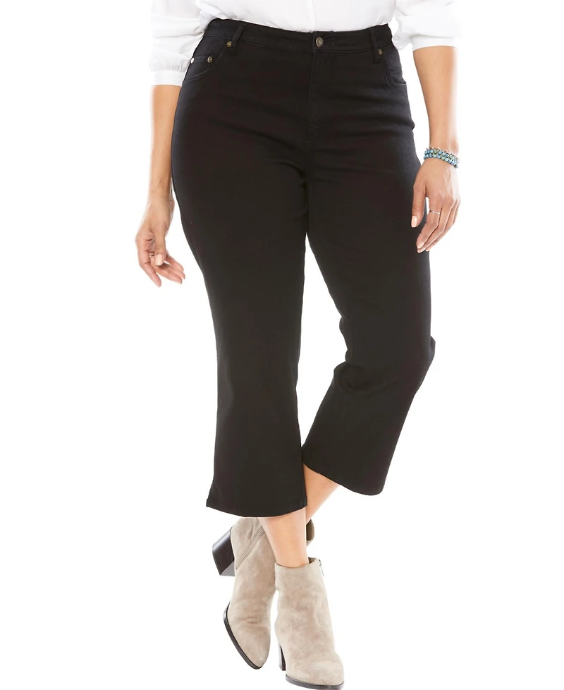 Woman Within Women's Stretch Denim Five-Pocket Capri Jeans