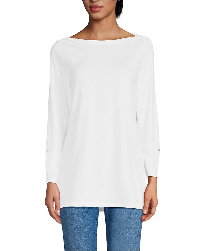 Lands' End Women's Supima Cotton Adjustable 3/4 Sleeve Boatneck Tunic