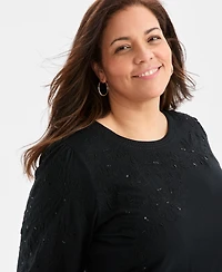 Style & Co Petite Crewneck Sequin Detail Sweatshirt, Macy's Exclusive