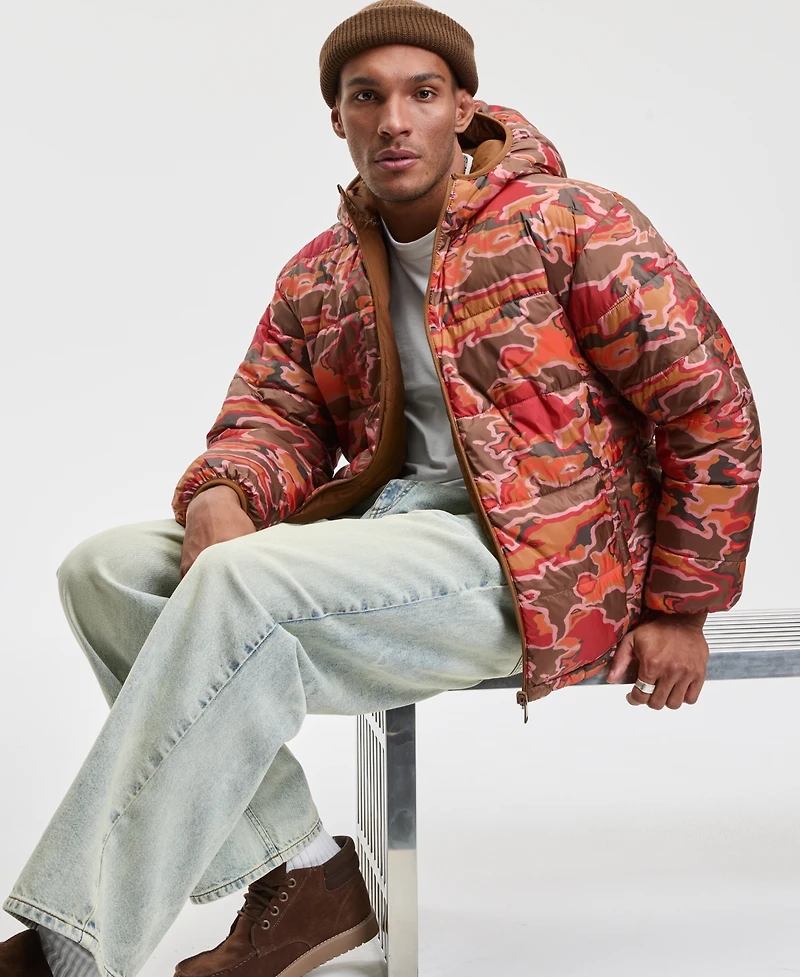 Mode of One Men's Reversible Hooded Puffer Jacket, Macy's Exclusive