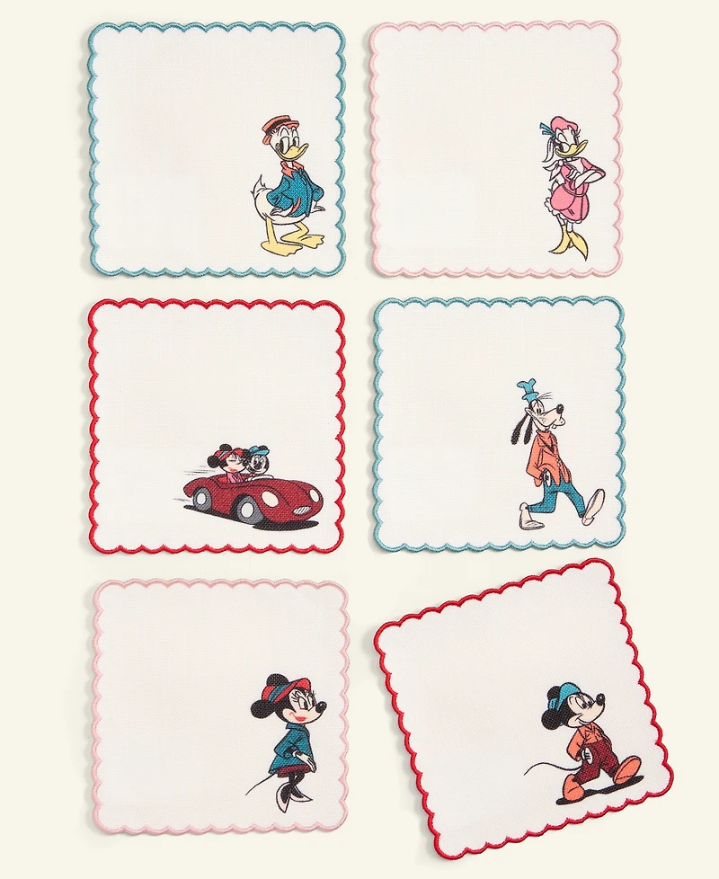 Disney | Macy's Mickey and Friends Embroidered Cocktail Napkins, Set of 6, Macy's Exclusive